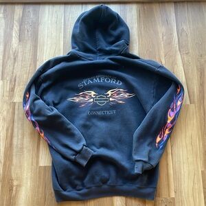 Harley Davidson zip up hoodie black with flames